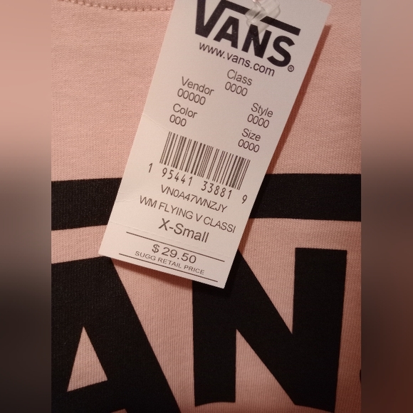 NWT VANS XS FLYING V POWDER PINK SHIRT OFF THE WALL - Picture 5 of 8